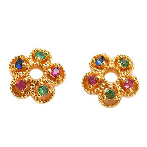 Color-preserving ins fashion with colorful diamonds, hollowed-out flower stand, spacer flower hat, bead stand, bead hat, diy hand string beads, string flower cover accessories, gold foil flowers Item Picture