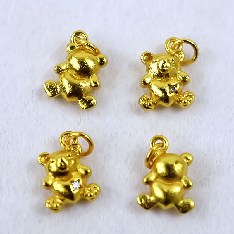 Wholesale of sandgold ancient method handcrafted zirconium-inlaid bear electroplated pendant accessories