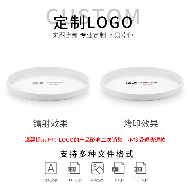 Creative white round steak plate, commercial flat plate, dessert cake, Western melamine tableware plate Application Scenario