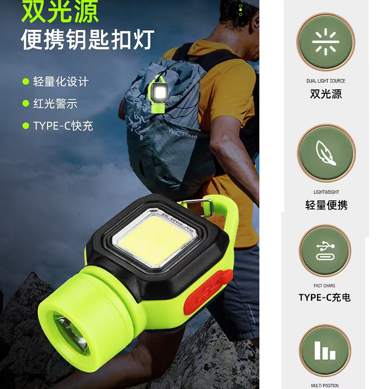 The COBXTE portable flashlight mini clipper is a high-brightness red light warning lighting fixture for outdoor use at night, featuring a incandescent miniature bulb details Picture