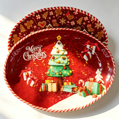 Direct sales from foreign trade manufacturers of red Christmas tree gingerbread, melamine commercial, shockproof and wear-resistant round Christmas decorations