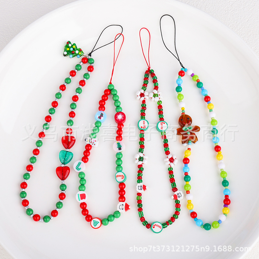 New Christmas bell DIY mobile phone chain pendant, anti-drop phone case accessory, office culture Christmas decoration details Picture