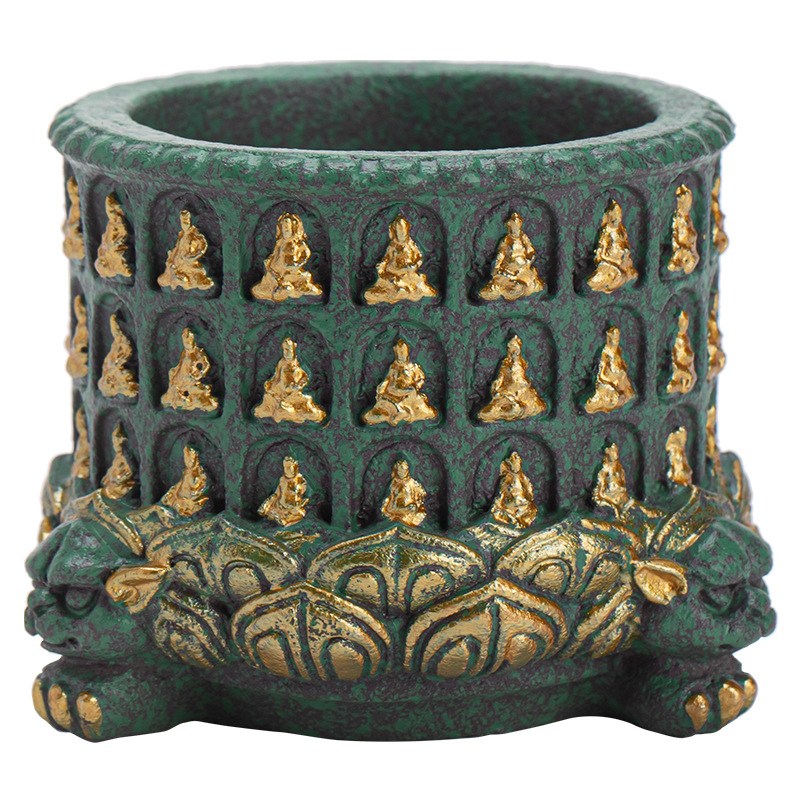 Green sandstone thousand-Buddha lotus incense holder, Zen-inspired home tea table decoration, incense base, incense tray, tea ceremony accessories, incense burner, incense burner, handicrafts, gifts, religious items, incense tray, incense plate Item Picture