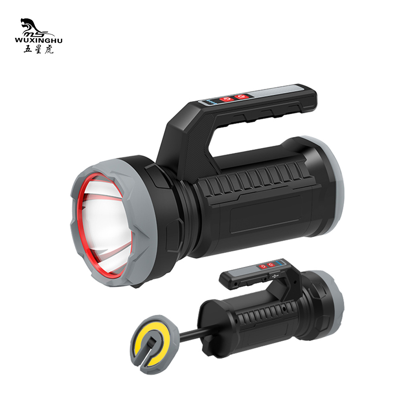 High-intensity portable light, retractable taillight, USB rechargeable lithium battery, outdoor lighting searchlight, portable flashlight Item Picture