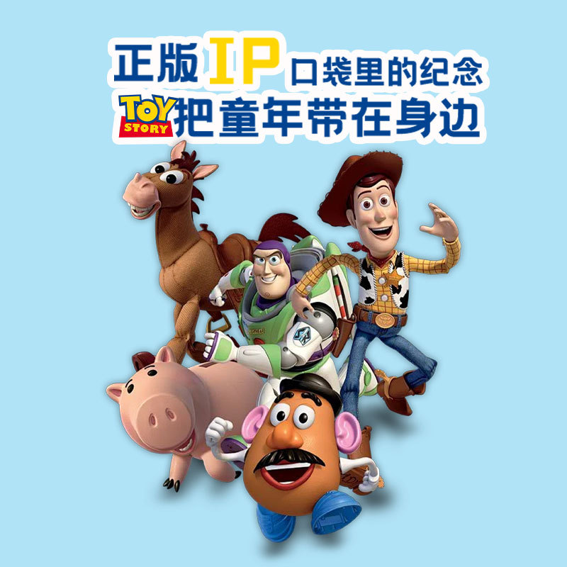 The official Disney Story Press Button sound, rotatable, educational and stress-relieving toy, schoolbag pendant, keychain details Picture