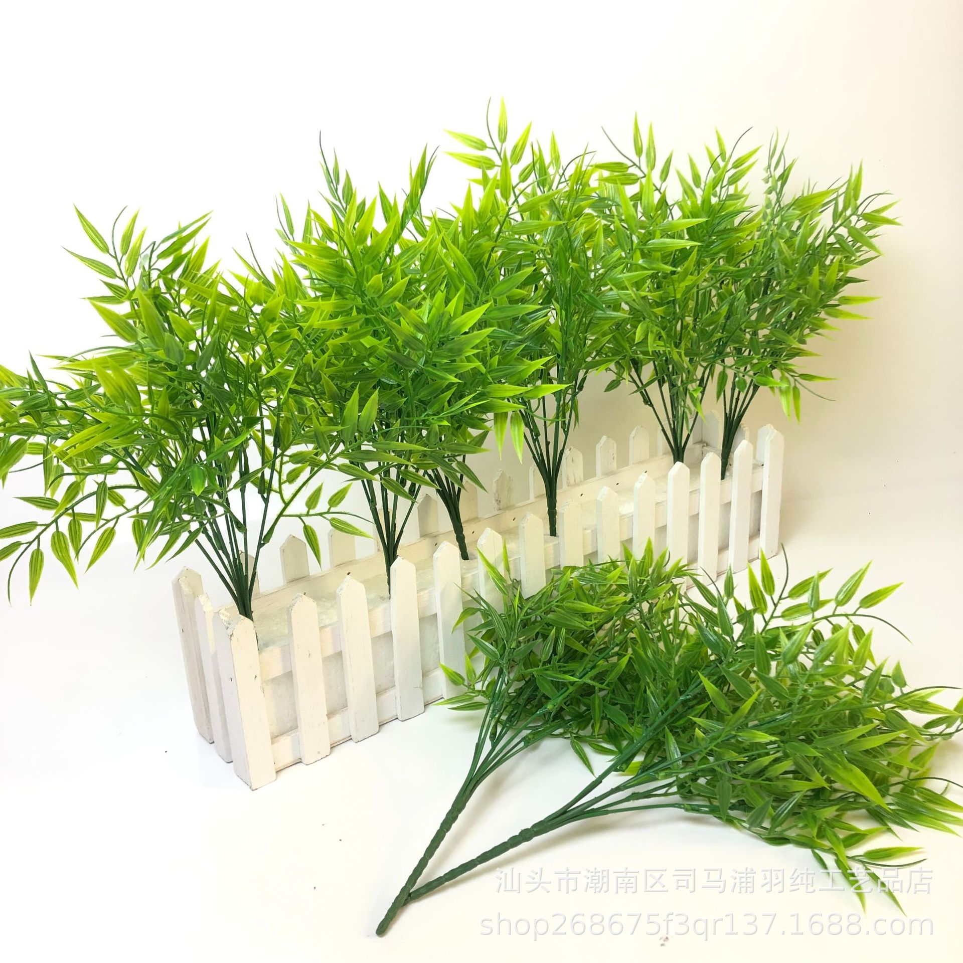 亚马逊仿真绿植假花田园风七叉竹叶蕨类装饰办公文化园艺摆件
