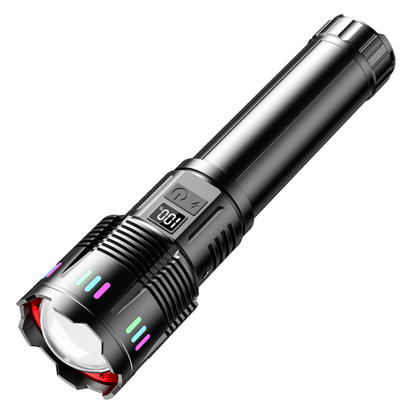 Cross-border flashlight, digital display, hidden charging, long battery life, high lumen, telescopic zoom, special laser lamp for lighting fixtures Item Picture
