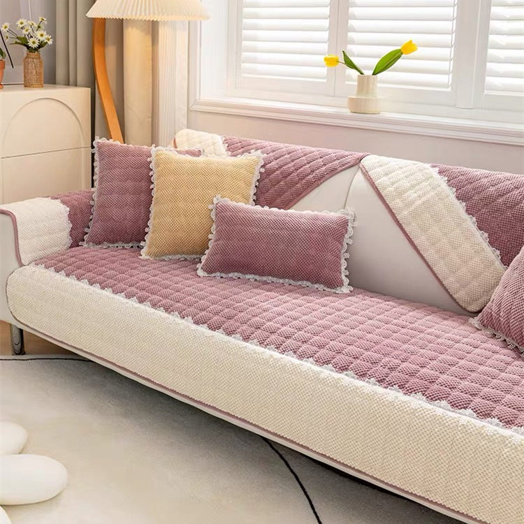 Corduroy sofa cushions, winter thickened plush anti-slip full set, warm plush three-seater backrest cover, home living room furniture Application Scenario