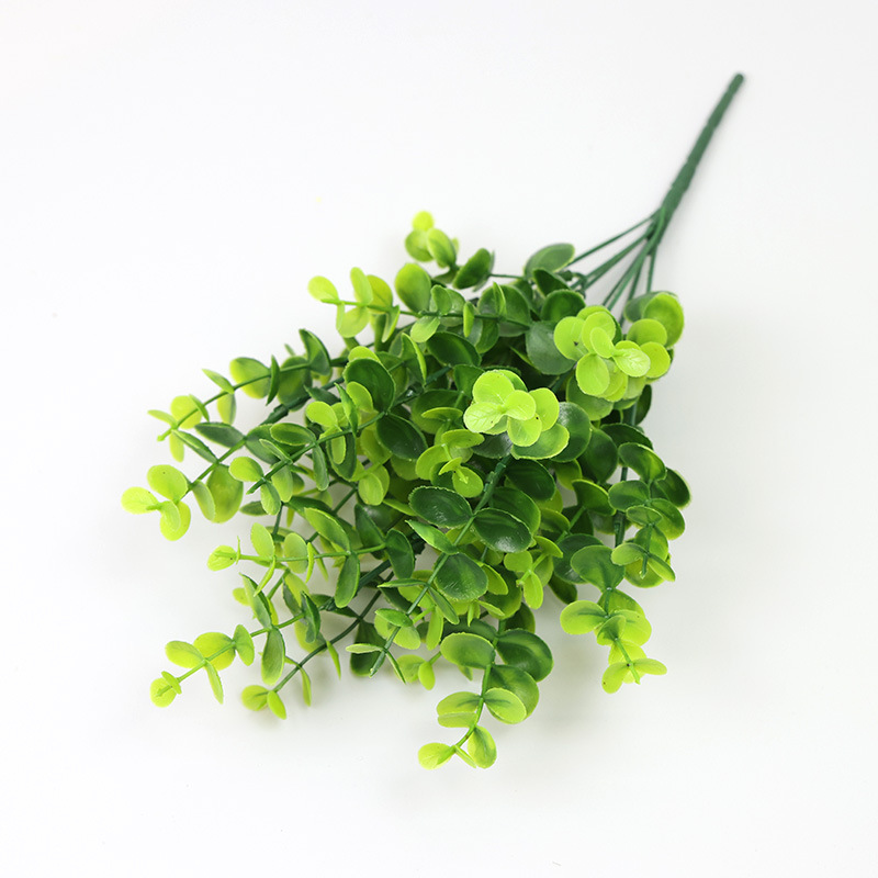 仿真绿植尤加利叶花束餐厅装饰金钱草假花批发办公园艺摆设免维护
