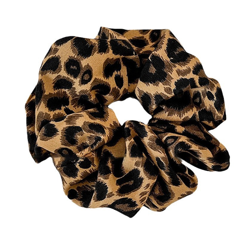 Leopard print high-elasticity hair band for women, large, durable ponytail tie, high-end leather band, large intestine hair accessory Item Picture