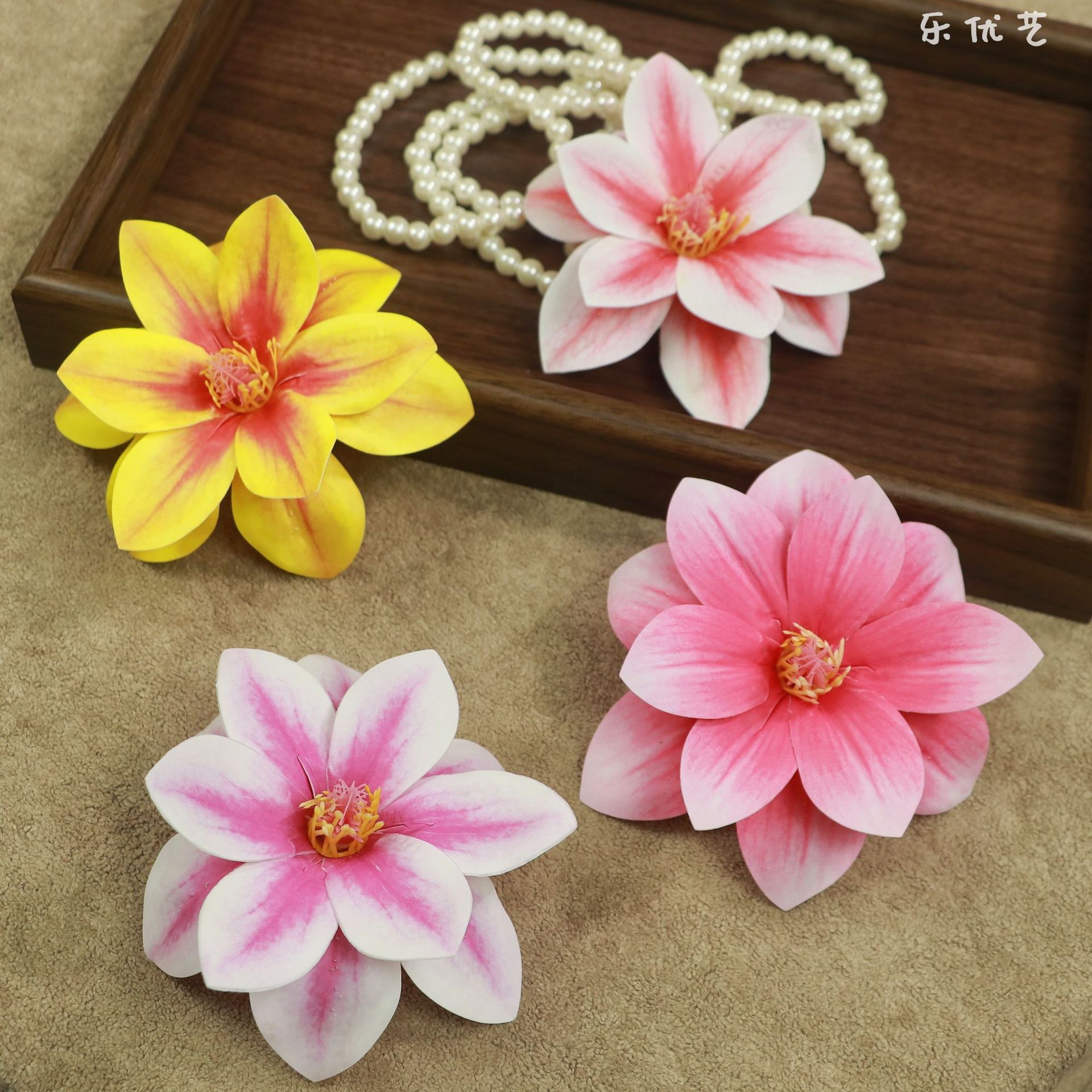 大款玉兰花头仿真花假花手工DIY装饰发夹胸花伴手礼蛋糕装饰办公文化仿真玫瑰园艺配件