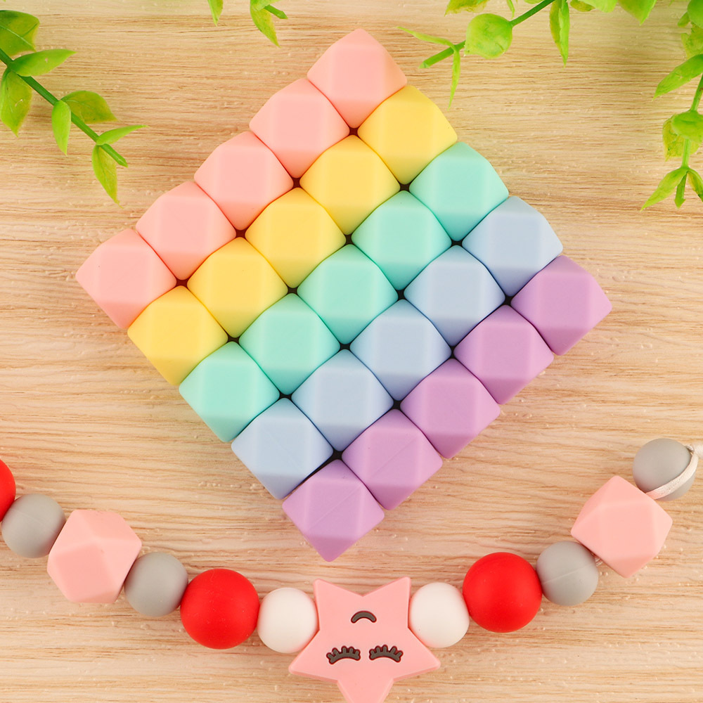 Zhejiang Sheng silicone beads 14 to 17mm hexagonal octagonal teething gel, DIY handcrafted soothing necklace, pacifier chain, loose beads, chemical adsorbent Specification drawing