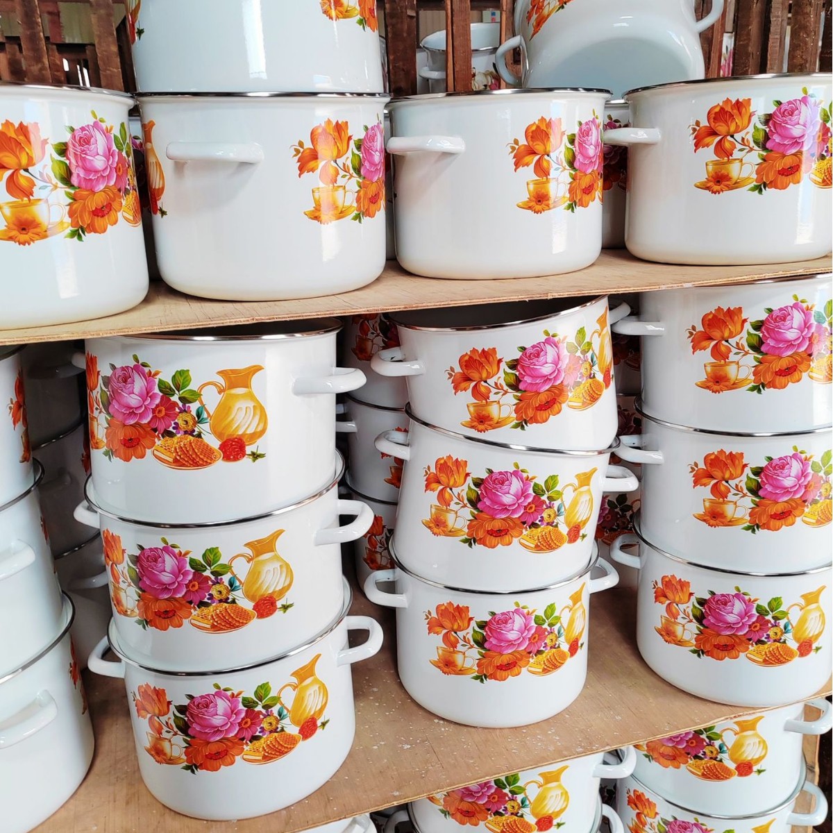 Cross-border 778HDG thickened high bucket five-piece set of enamel cookware, kitchen POTS and pans, export of daily necessities Item Picture