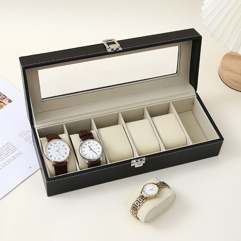 New leather watch storage box, large-capacity detachable wristwatch display box, jewelry bracelet organizing box, daily necessities dust-proof jewelry rack, jewelry box, jewelry bag details Picture