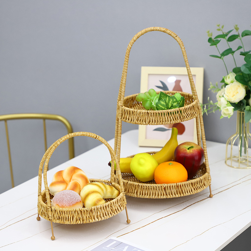 Wicker-like woven multi-layer storage baskets, fruit and snack baskets, hot pot restaurant bread baskets, household storage baskets, and storage baskets details Picture