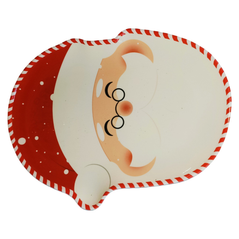 Direct sales from the foreign trade manufacturer of red Santa Claus melamine dinner plates in commercial stock. They are shockproof, wear-resistant and round details Picture