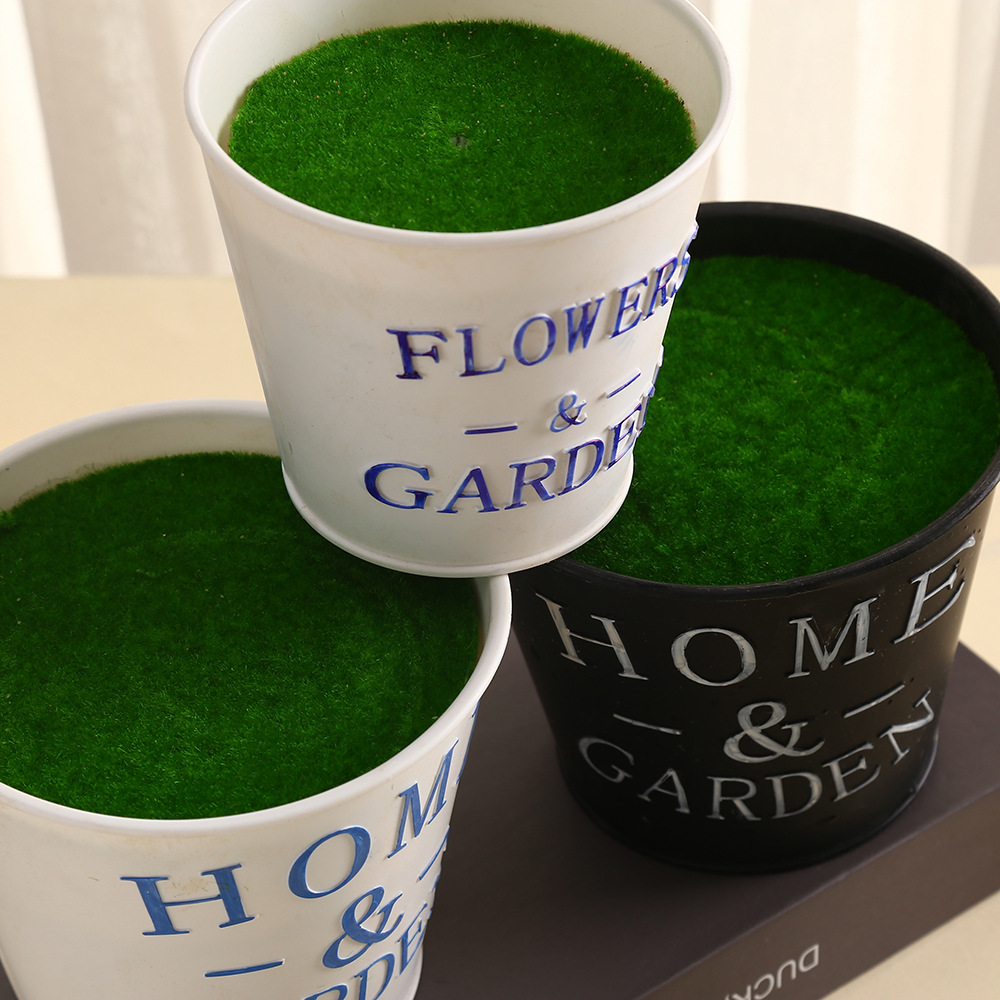 American-style garden imitation iron bucket, round succulent green plant iron pot, letter balcony garden plant pot decoration details Picture