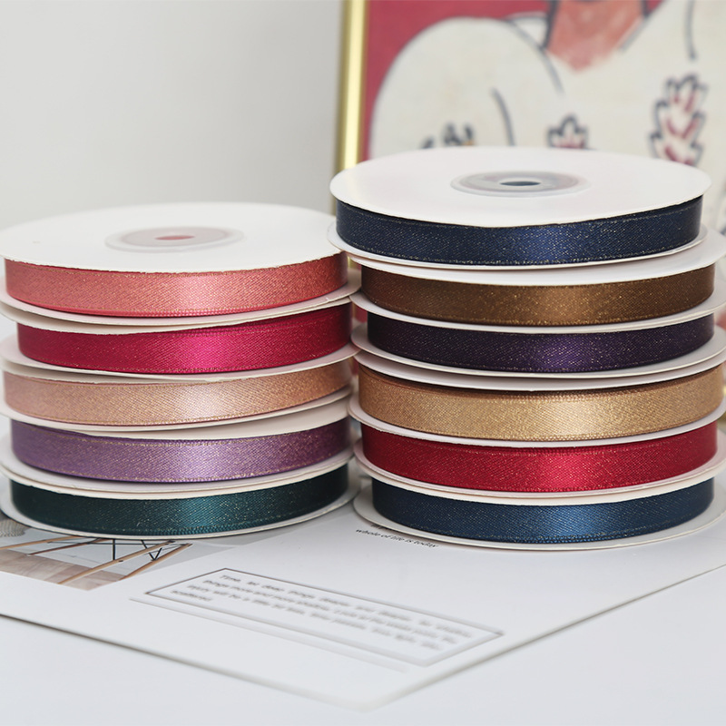 Gold thread ribbon, webbing, gold weft ribbon, satin ribbon, bow, DIY handmade cake baking, gift packaging materials, clothing accessories, scarves, silk scarves, sun-protective clothing, sash, 0.9cm