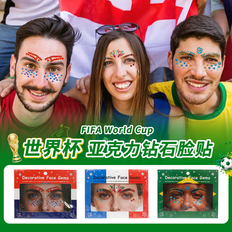 New makeup for the World Cup in the US, Canada and Mexico, eye corner stickers, facial decorations, 3d diamond ornaments, home decorations, wall paintings, diamond paintings and leather paintings details Picture
