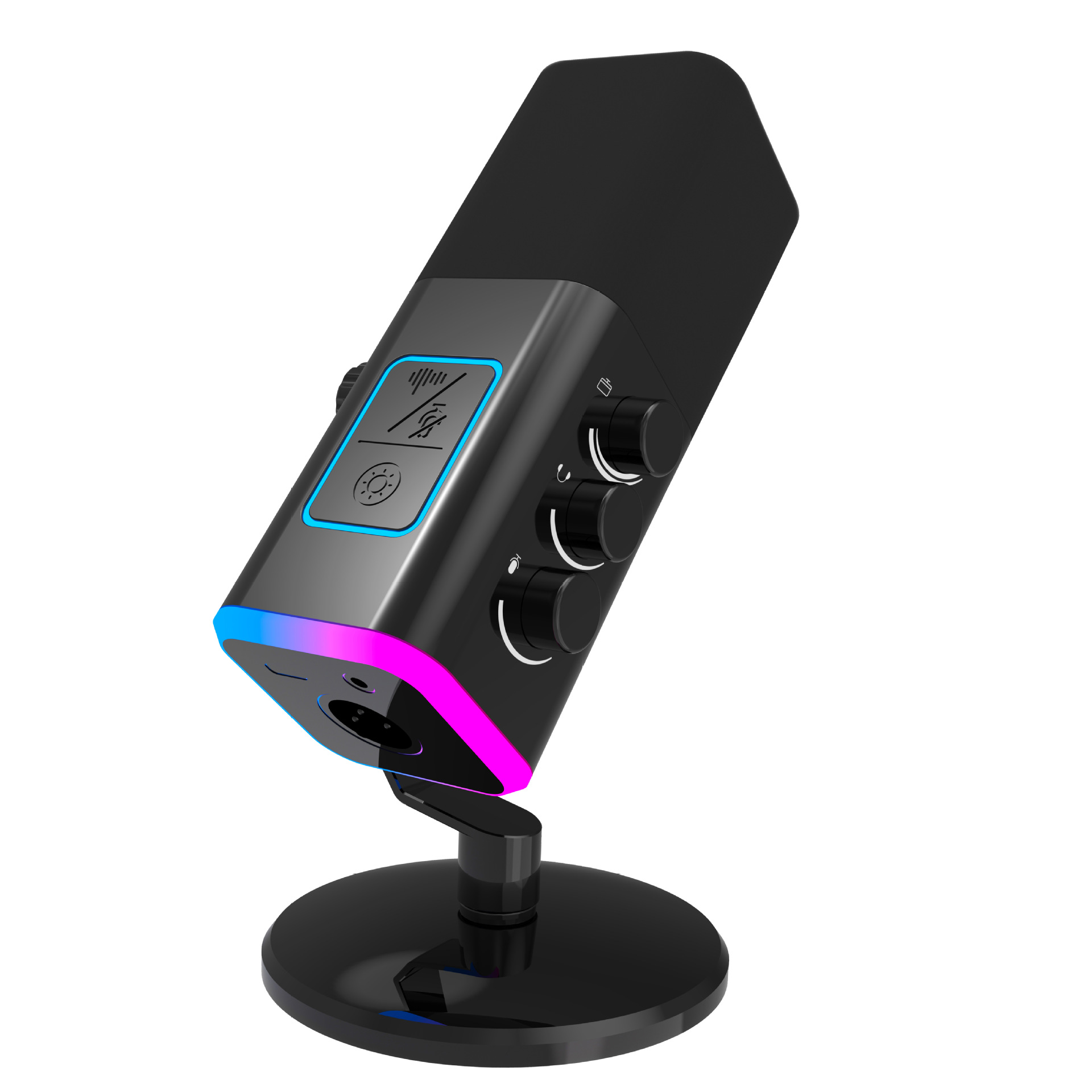 Customized WM13 cross-border USB desktop disc stand live streaming microphone, RGB dynamic coil noise reduction gaming microphone, digital computer e-sports peripheral Item Picture