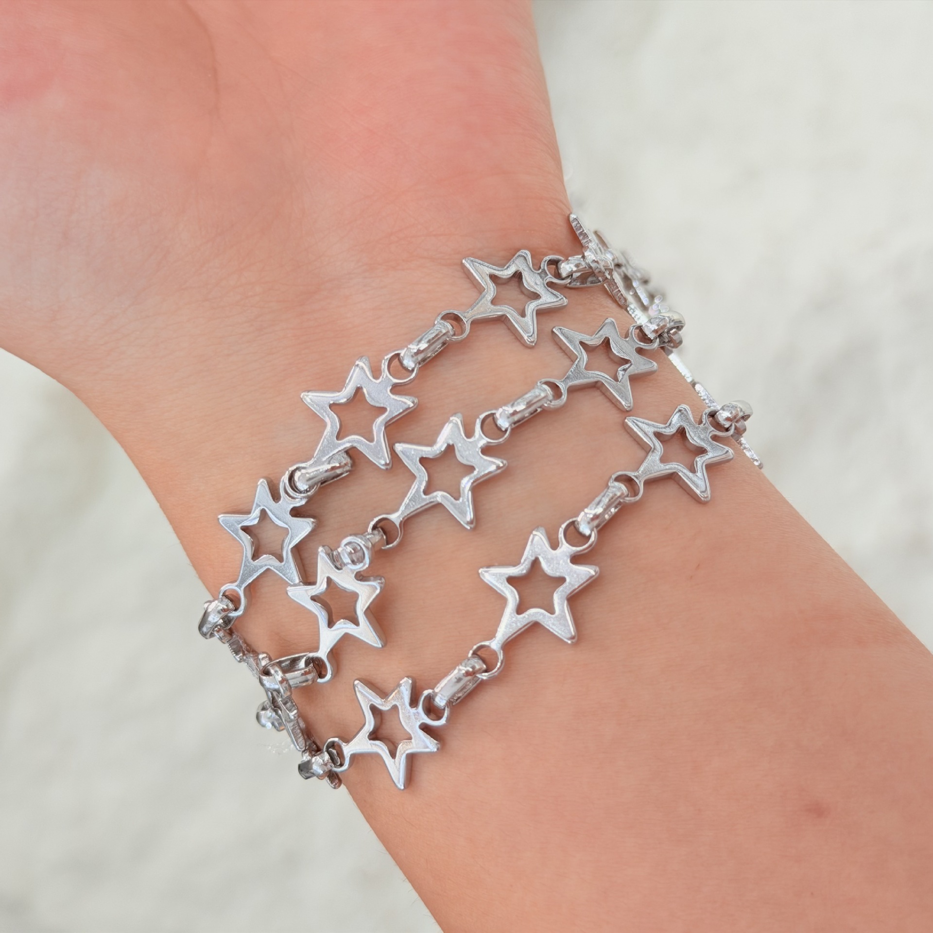 Five-pointed star-shaped stainless steel chain handmade necklace and bracelet accessories, made of titanium steel, not easy to fade, raw material for jewelry chain accessories Specification image