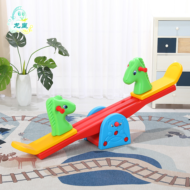 Kindergarten children, outdoor two-person animal, colorful plastic rocking horse, indoor toys, rocking horse sports, outdoor amusement facilities, seesaw details Picture
