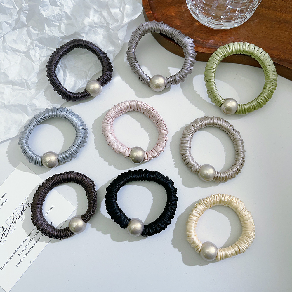French high-end pearl hair tie, versatile for women on Instagram, high-elasticity, retro and elegant hair band accessory