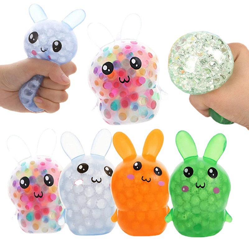 Hot-selling Easter Bunny Kneading Fun Seven-color Beads Stress-relieving Magic tool Soft rubber toy manufacturer wholesale stress-relieving new and unique toys Item Picture