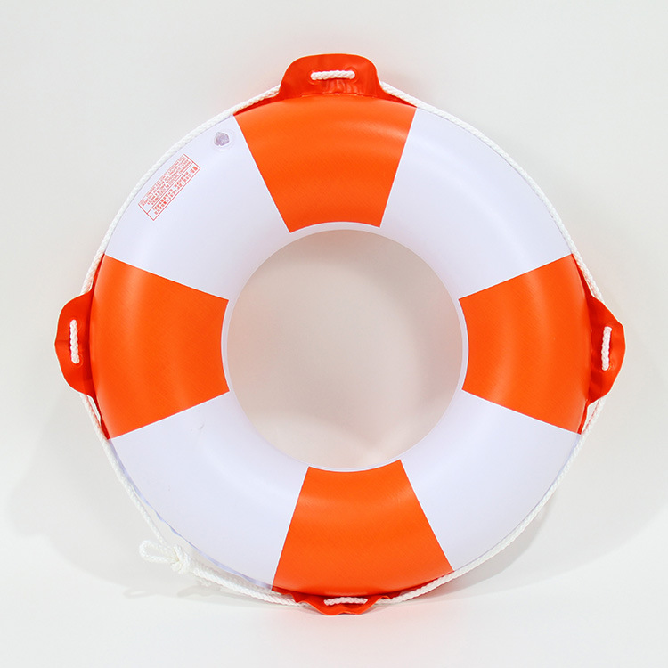 虹雨成人青少年复古橙色带绳游泳圈加厚海边救生装备安全防护白底实物图