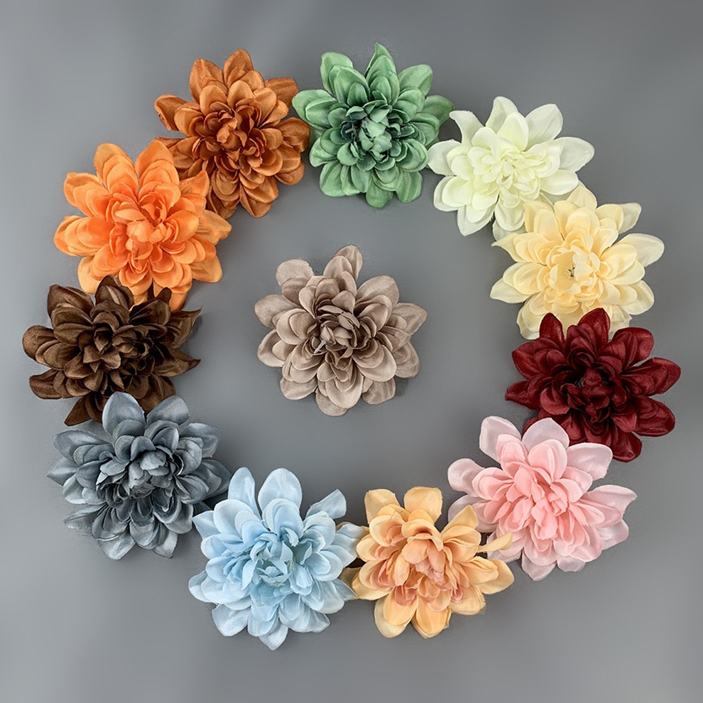 大丽花绢花头仿真手工花环胸花配件直径10cm家纺居家布艺十字绣材料
