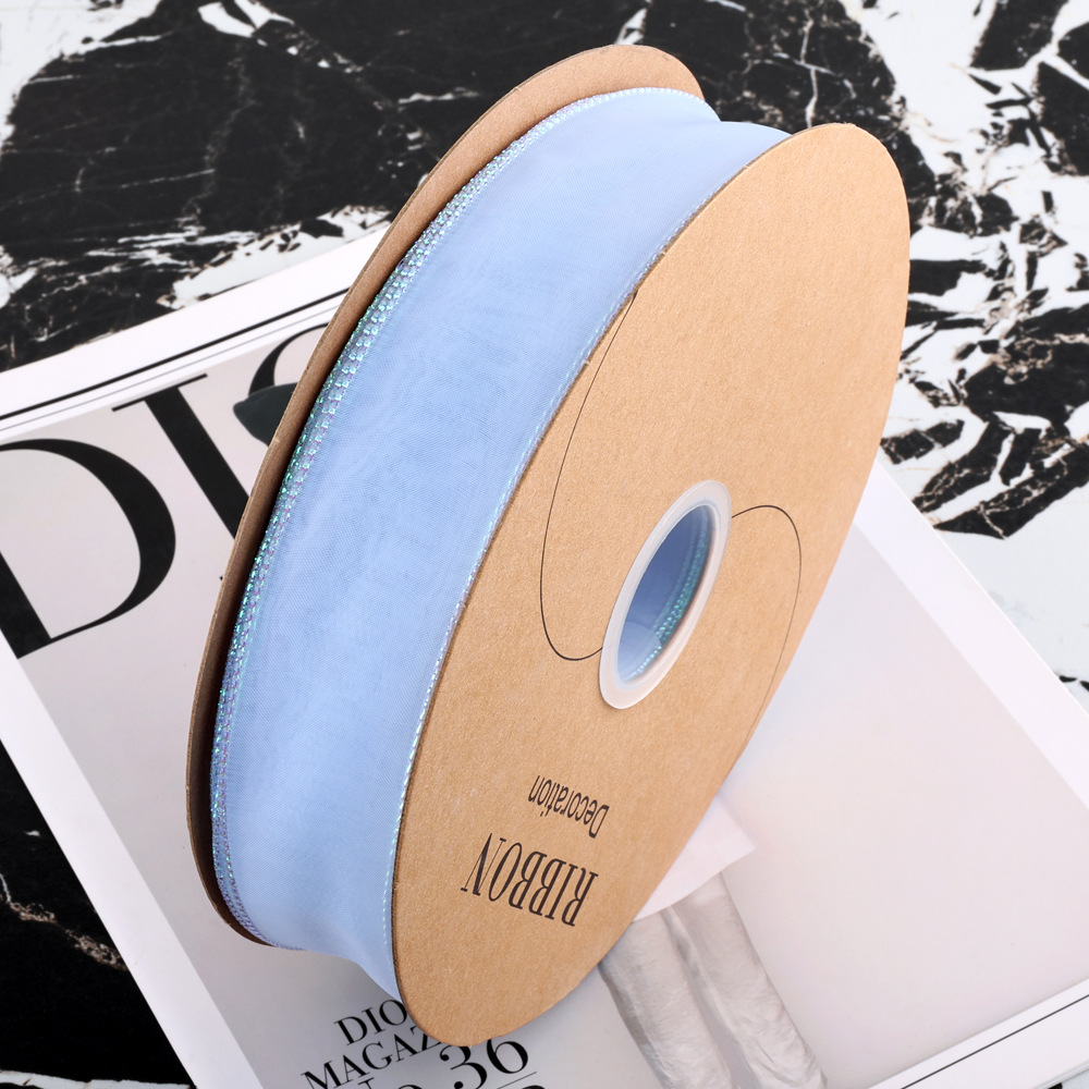 Dingxin woven ribbons, seven-color baked edge yarn ribbons, laser-wrapped edge ribbons, DIY hair accessories, bouquets, bows, packaging ribbons Specification image