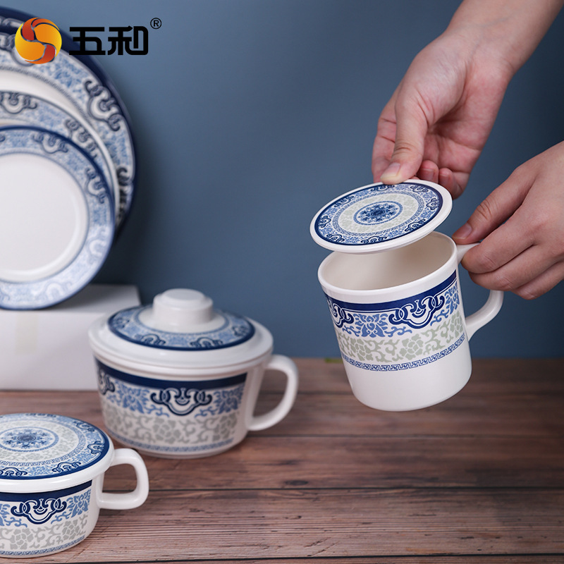 Wuhe China feng qinghua serie de vajilla de metamina juego de vajilla 26 piezas plato cuadrado vajilla redonda suministros de comedor uso diario tienda general estilo de cerámica Application Scenario