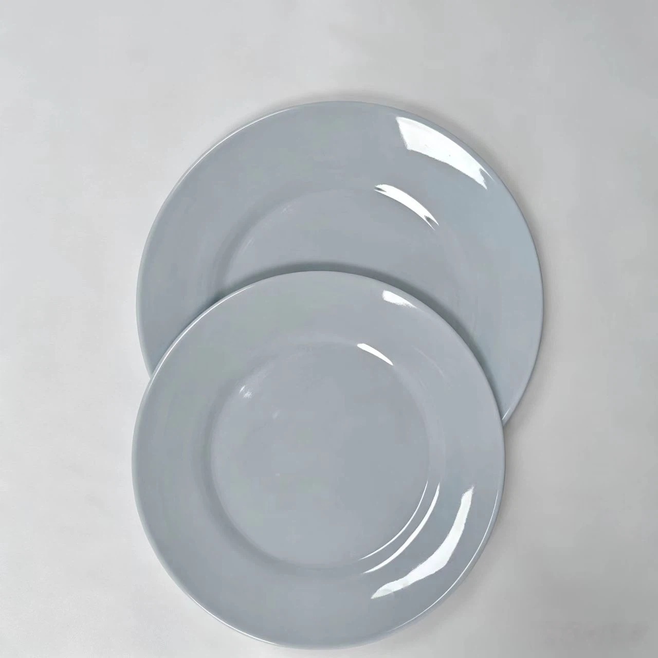 Melamine light blue round plate, Western plate, commercial shallow plate, plastic plate, 18cm details Picture