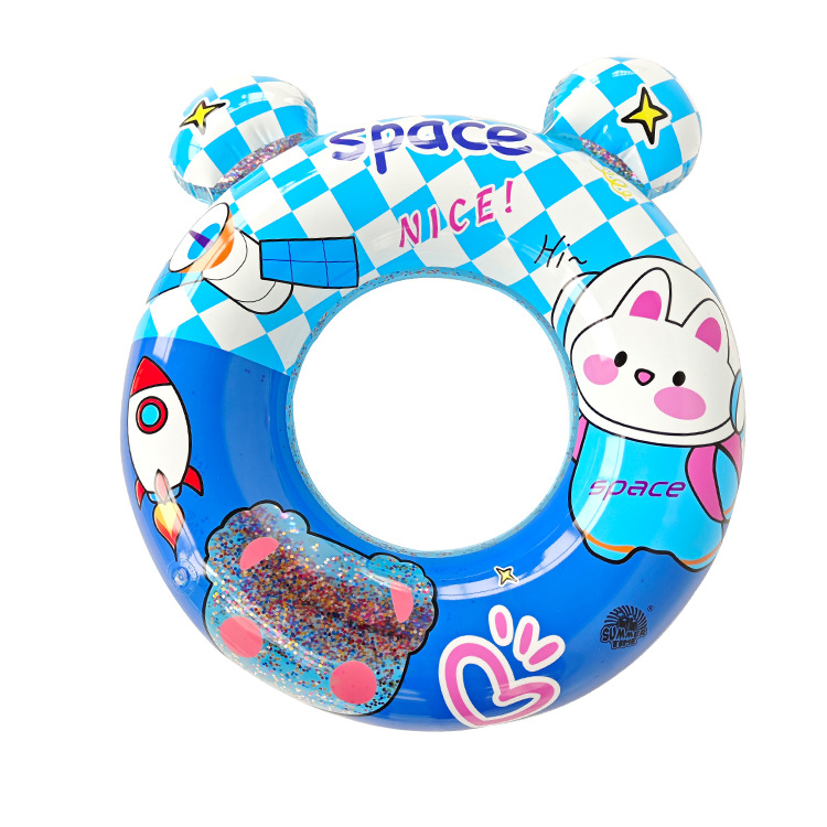 New sequined rabbit children's swimming ring, 8-13 years old, popular cartoon 70 strawberry rabbit inflatable armpit ring, outdoor swimming products for sports Item Picture