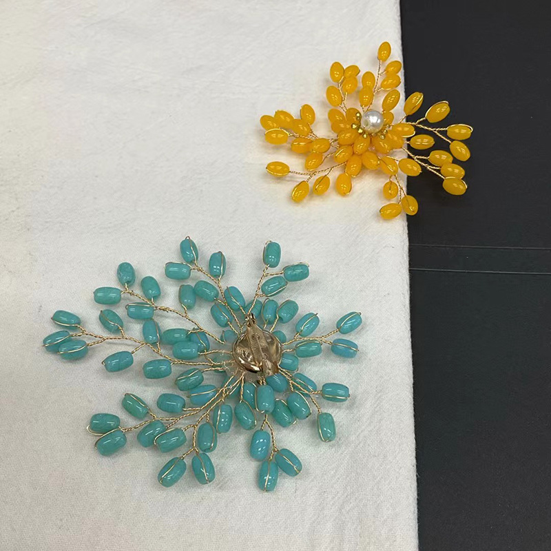 Retro turquoise woven ethnic style, versatile brooch, cardigan pin, Tibetan-style exotic high-end corsage accessory details Picture