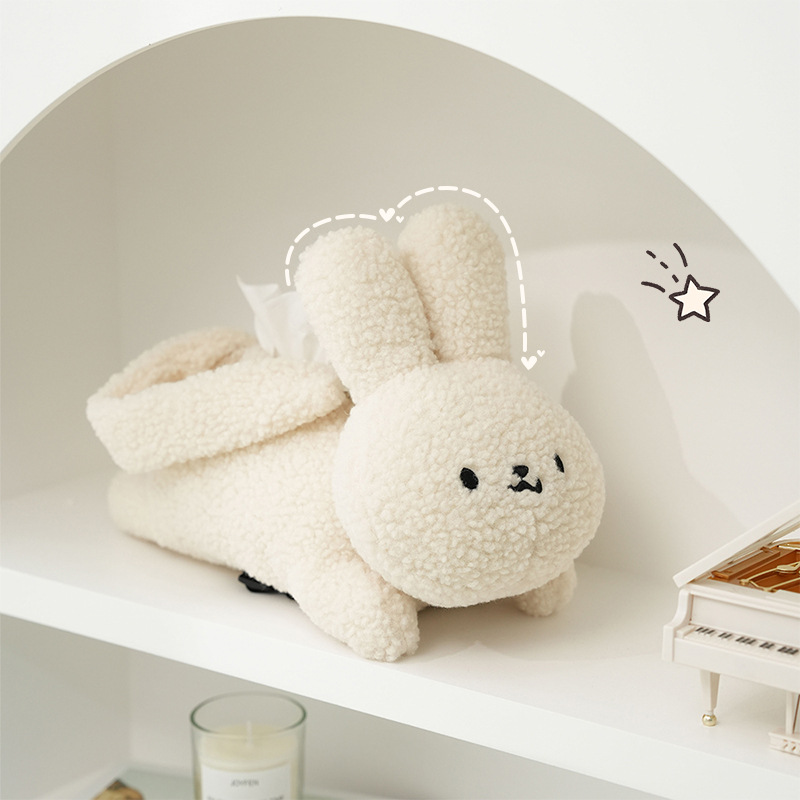 Original cute rabbit tissue box, bedroom and living room desktop decoration, tissue box, creative cartoon multi-functional tissue bag