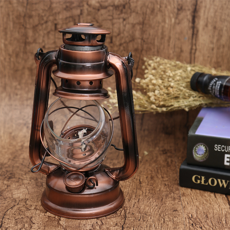 Nostalgic and retro 235 lantern, glass lampshade, outdoor kerosene lamp, round lighting accessories, pure cotton wick, lighting fixture accessories Application Scenario