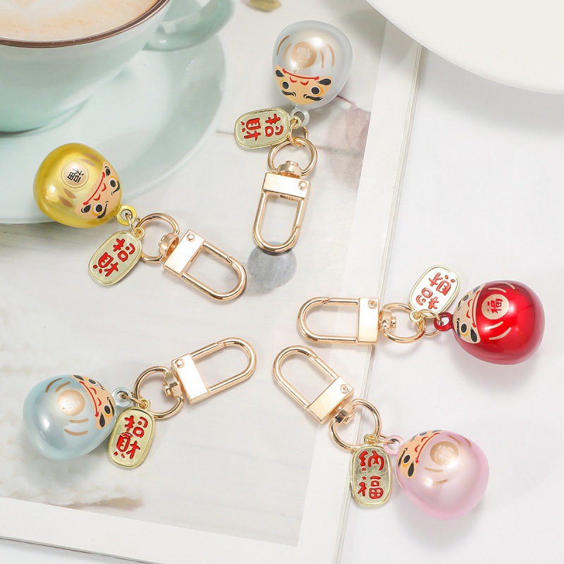 日系开运水琴铃铛金属卡通钥匙扣铜铃铛挂饰御守达摩阴阳师水音铃工艺品创意礼品招财猫