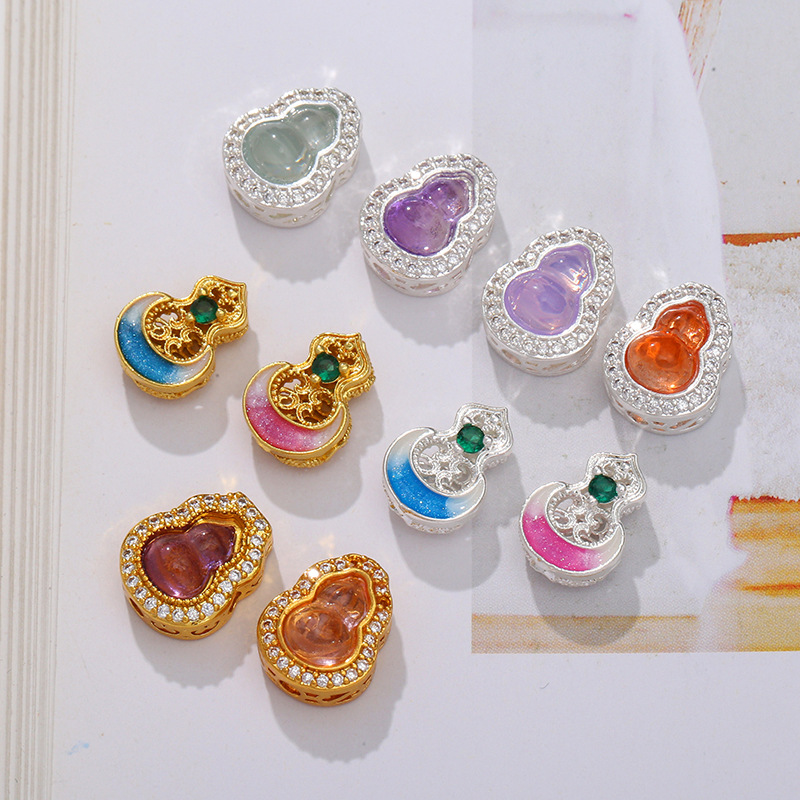 New electroplated crystal gourd-shaped zircon hollowed-out bead bracelet necklace pendant accessory