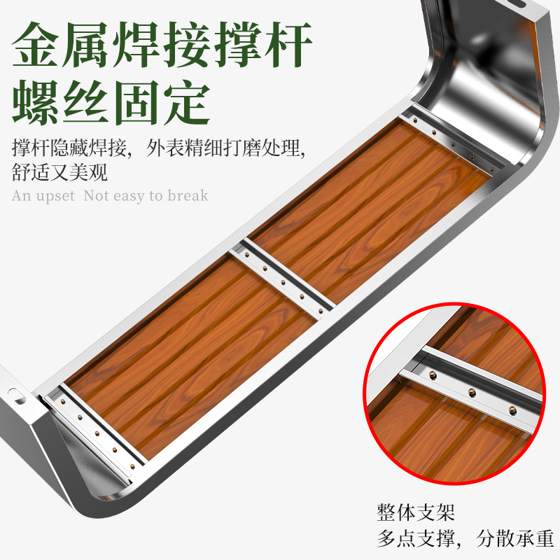 Stainless steel chairs, park outdoor benches, courtyard long benches, outdoor anti-corrosion wood, plastic wood, shopping mall, garden and leisure chairs Specification image