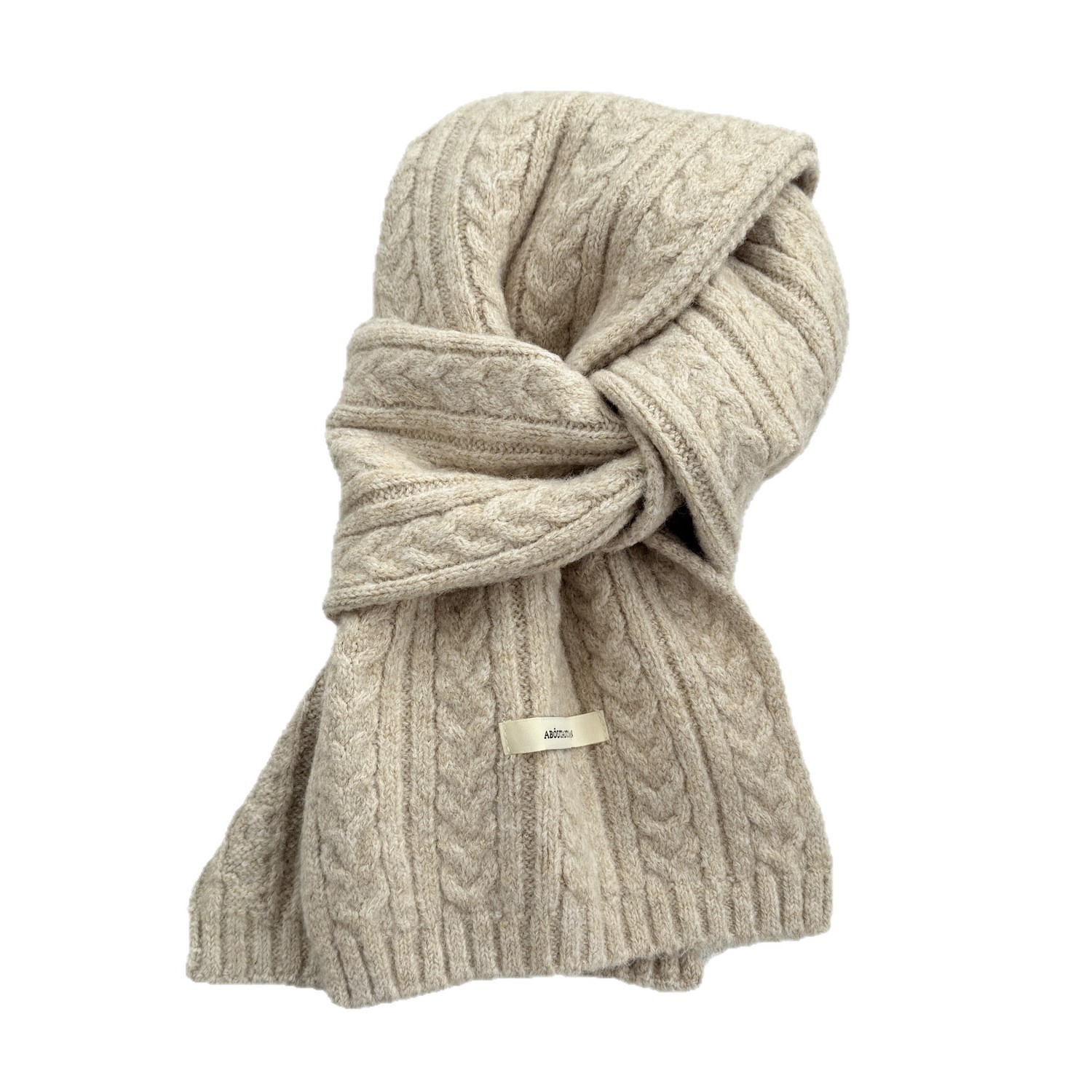 Korean-style high-end atmosphere wool blend women's autumn and winter knitted versatile solid color twist scarf men's warm scarf Item Picture