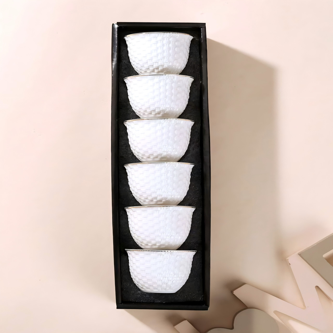 New cross-border ins embossed afternoon tea cup 6-piece set, home ceramic cup, master cup, coffee water cup