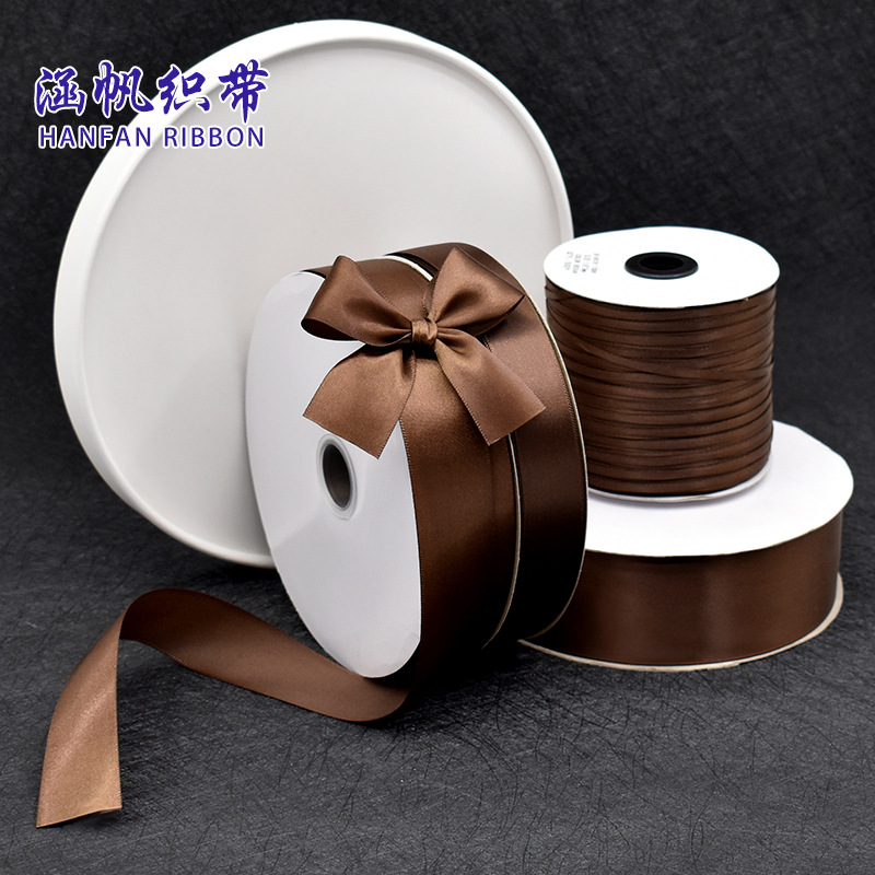 Hanfan woven ribbons, coffee-colored ribbons, 0.3 to 5 centimeters wide, gift flower decorations, handcrafted bows, colorful ribbons, clothing accessories, scarves, silk scarves, sun-protective clothing, sashes details Picture