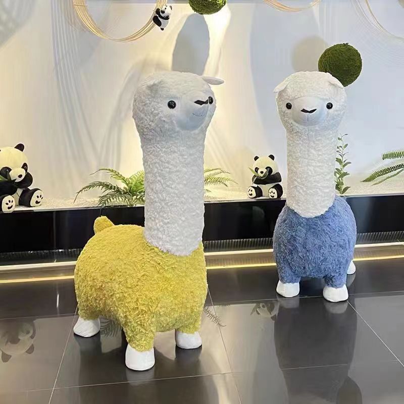 Factory wholesale cartoon alpaca stools, living room and balcony shoe-changing stools, children's leisure figurine seats, alpaca mounts Specification image