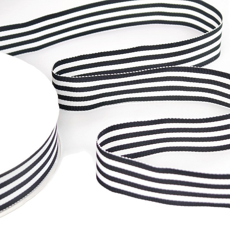 Woven hat straps, black and white striped plain weave bags, hand-woven diy accessories, polyester textile leather accessories Item Picture