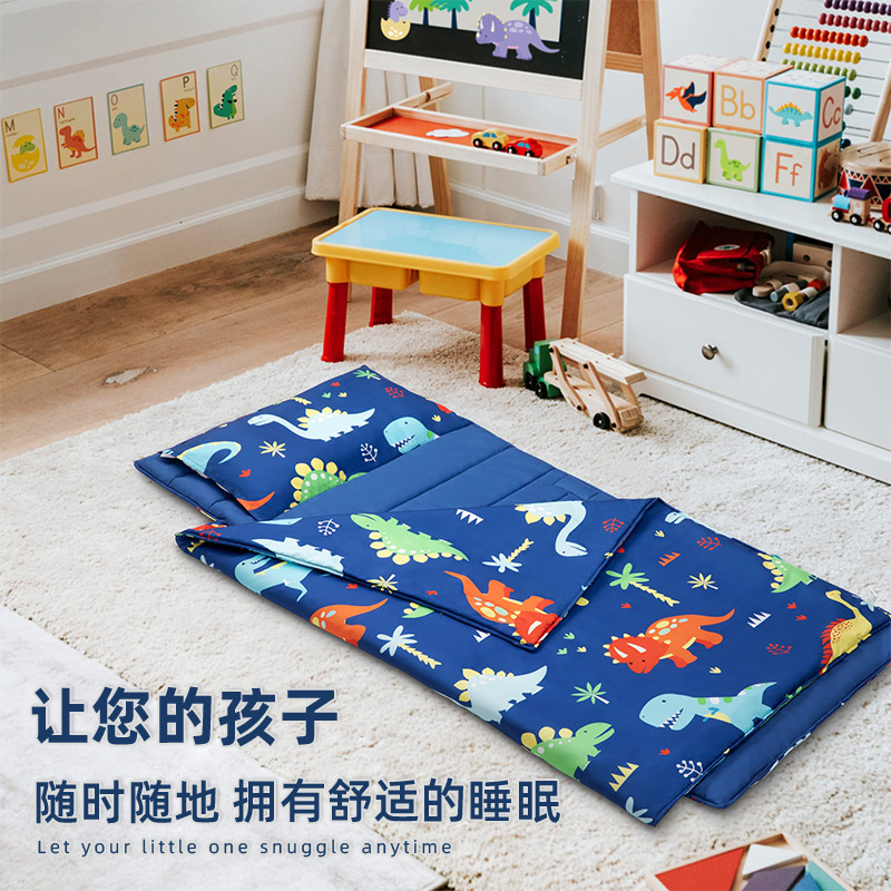 Cross-border printed sleeping bag for children's nap, portable folding autumn and winter anti-kick quilt, primary school sleeping bag