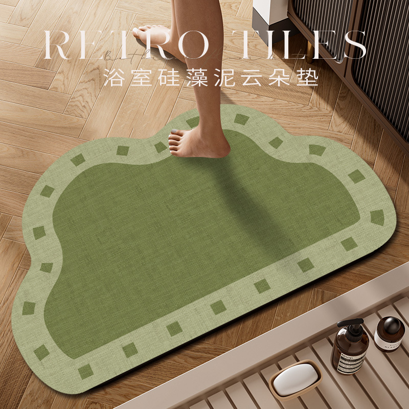 French-style high-grade diatom mud absorbent floor MATS, anti-slip and dirt-resistant floor MATS for bathroom doors, quick-drying toilet carpets for home use Specification image