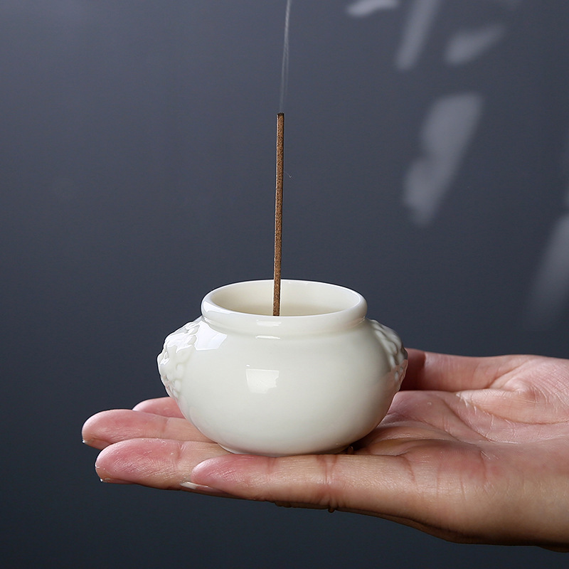 Wood ash Baifu VAT, small incense burner, household sandalwood incense burner, incense line, incense holder, ceramic decorative items, handicrafts, gifts Specification image