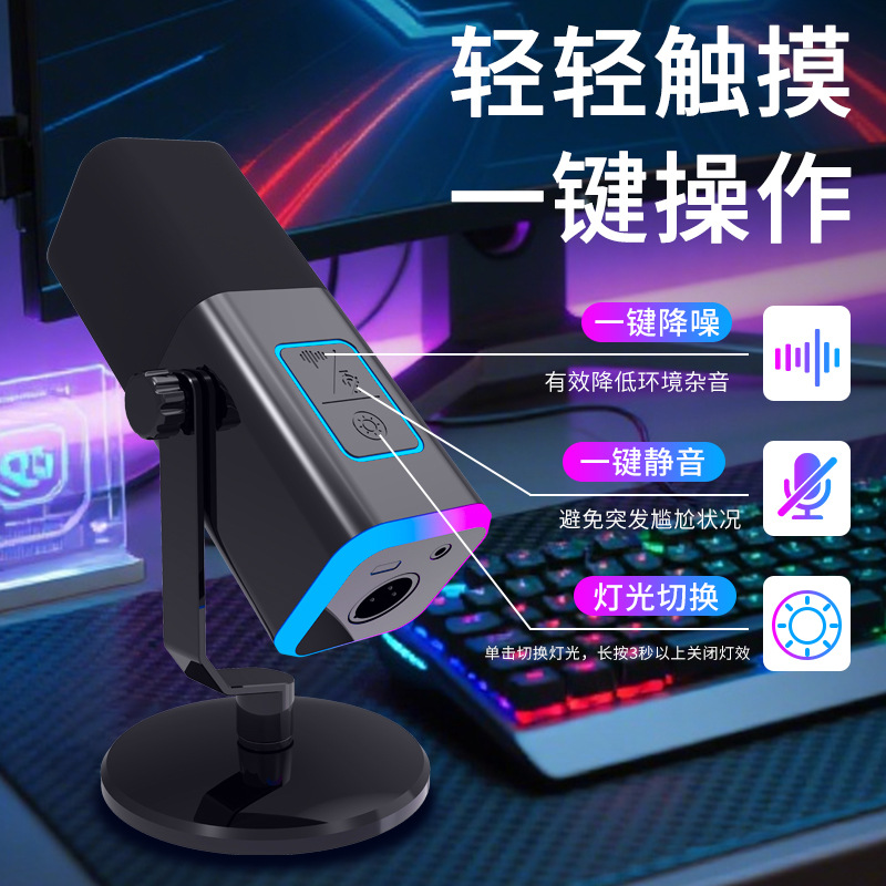 Customized WM13 cross-border USB desktop disc stand live streaming microphone, RGB dynamic coil noise reduction gaming microphone, digital computer e-sports peripheral Application Scenario