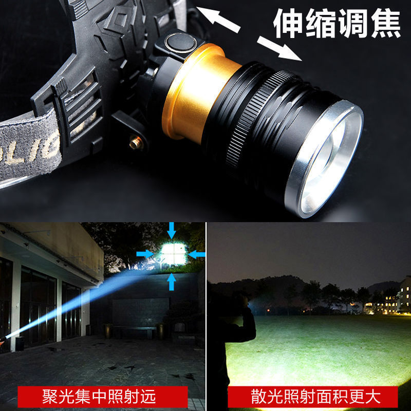 White laser zoom headlamp, high-intensity charging head-mounted long-range miner's lamp, LED fishing lighting flashlight P70 for both outdoor and indoor use Application Scenario